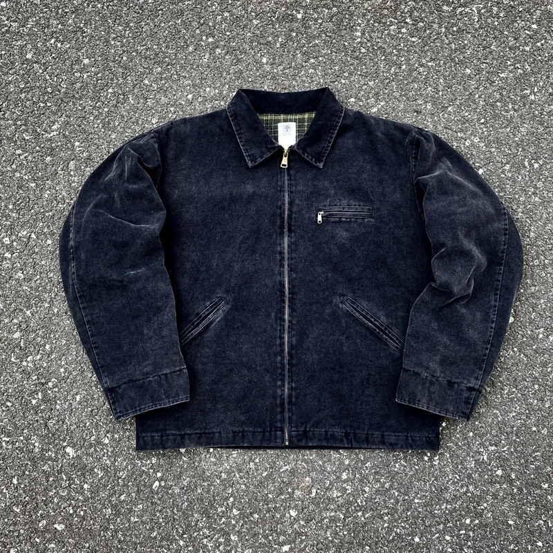 

Zipper Up Solid Color Saint Michael Heavy Weight Washed Man's Jacket Vintage High Quality Cargo Jacket Keep Warm Clothing
