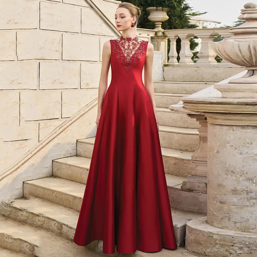 Evening Dress Vestido De Festa Customized Sleeveless HighStone A Line Prom Gown | eBay Evening Dress Vestido De Festa Customized Sleeveless HighStone A Line Prom Gown | eBay