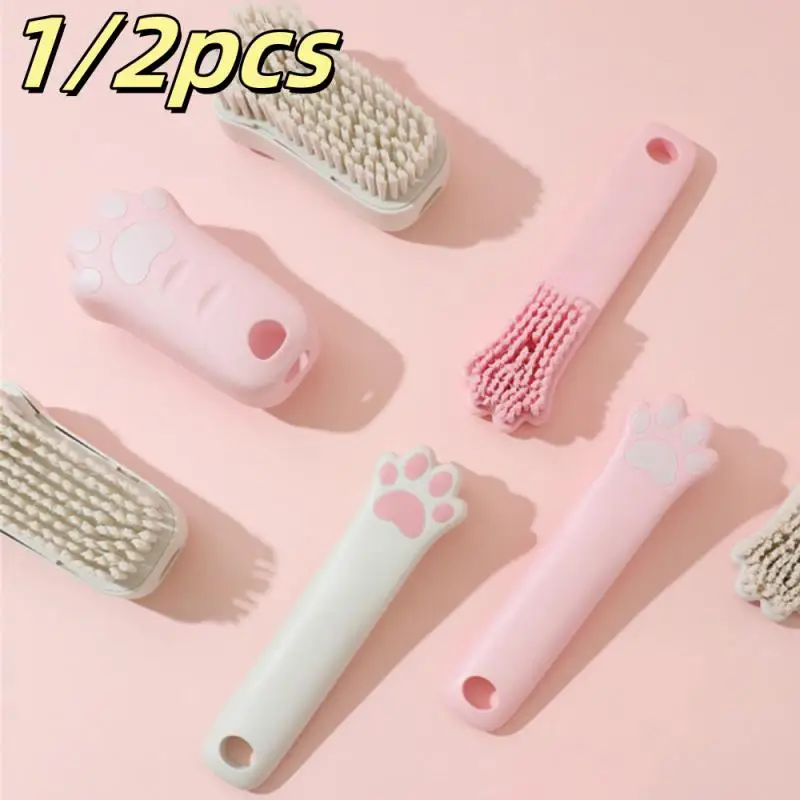 Cat-shaped Shoe Brush with Clothes Brush Press-type Liquid-added Shoe-washing Brush  Liquid Storage Soft-bristled Brush Cleaning