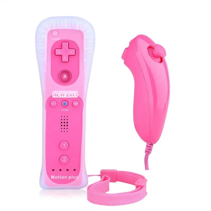 100set 2In1 Remote Control Joystick Joypad Built In Motion Plus Remote Controller Gamepad Nunchuck Controller for W-ii Console