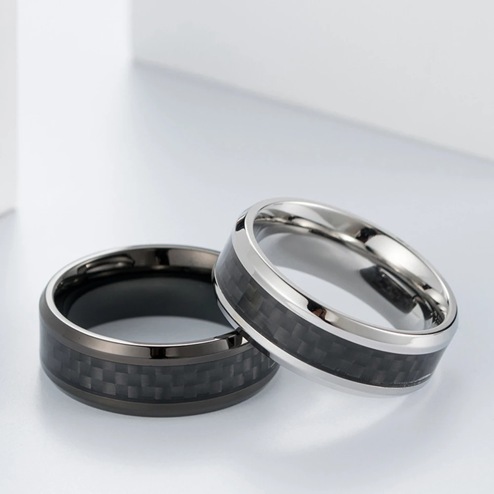 prieel Romantiek Stemmen Carbon Fiber Wedding Band | Carbon Fiber Stalen Ring | Carbon Wedding Ring  - 8 Fashion - Aliexpress