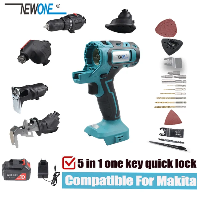 NEWONE 5-In-1 Power Tool Drill/Jig Saw/Reciprocating Saw/Oscillating  Tool/Sander Combo Kit Makita 18V Battery NEWONE 20V Battery - AliExpress