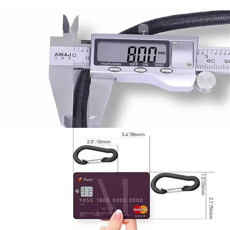 30-150CM Outdoor Elastic Rope with Black Hook Lightweight and Suitable for Luggage Packaging and Tent Construction