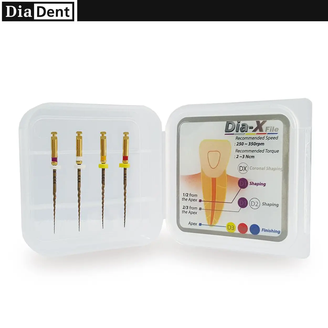 

Diadent - DIA-X Gold File - NiTi Heat Treated Rotary Files - Dental Root File