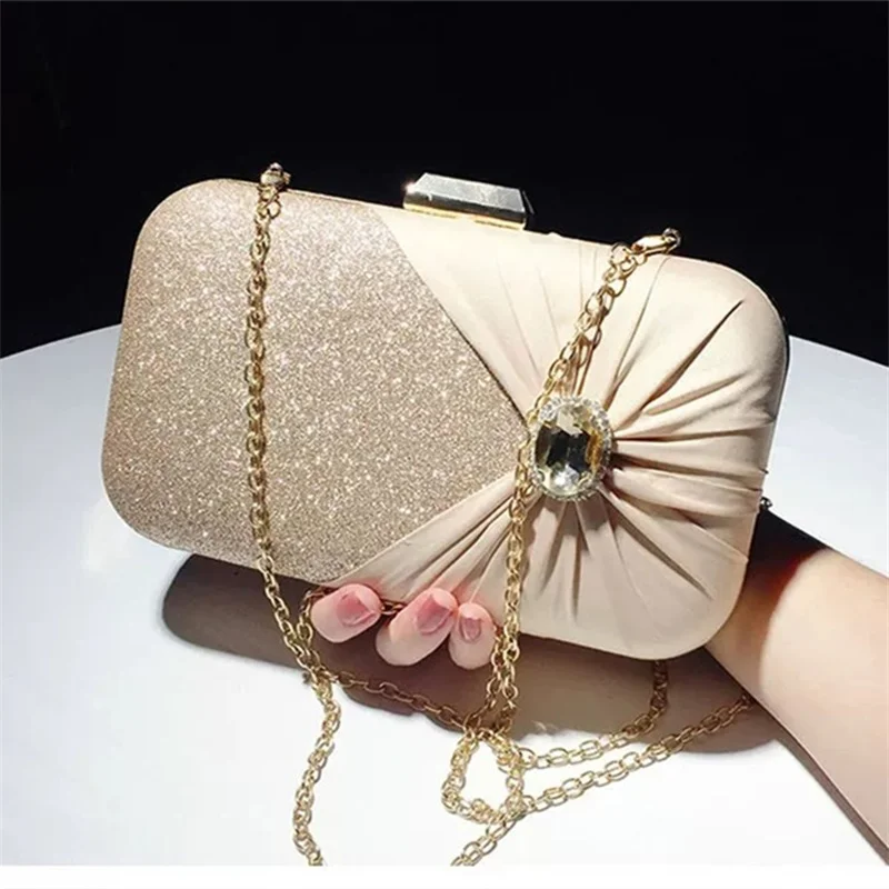 

2023 Women Silk Clutch Bags Striped Wedding Dinner Clutch Mini Banquet Bags With Chain Luxury Bling Purse Drop Shipping