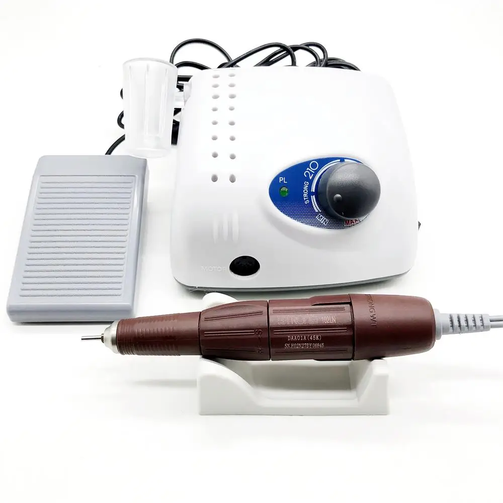 

65W Strong 210 electric nail polisher control box 45K 102LN handle Nail Drills Manicure Machine Pedicure Electric Nail File Kit
