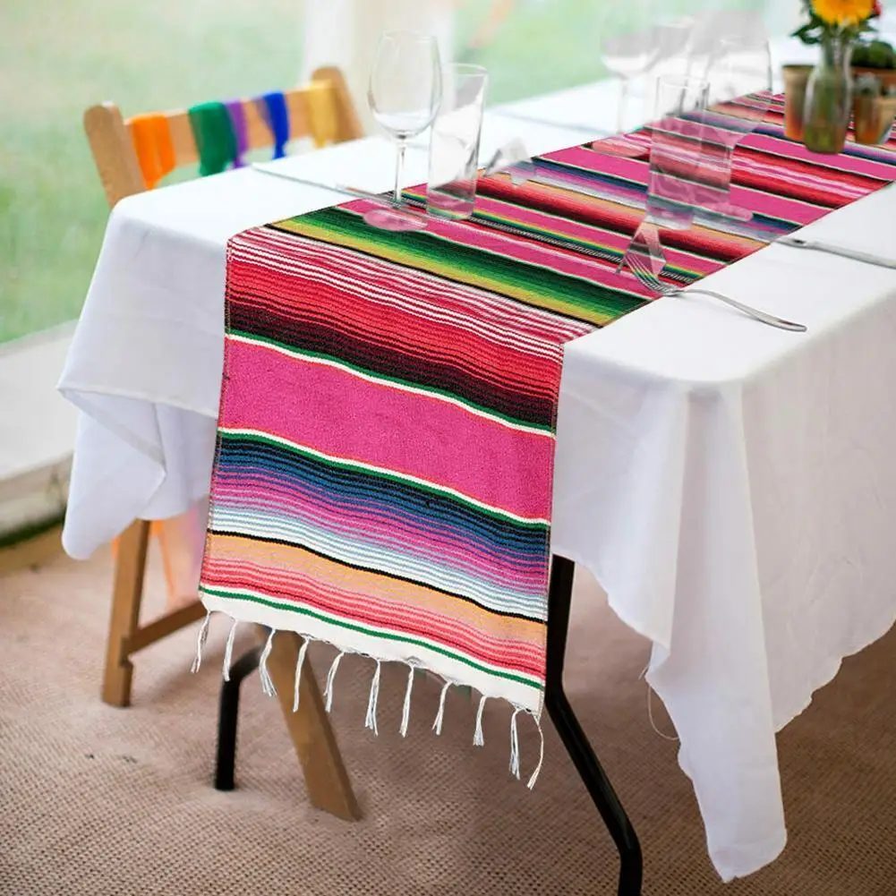 1 Pc 35*215cm Cotton Table Flag Mexican Style Tablecloth Wedding Decoration Party Supplies Birthday Table Decoration