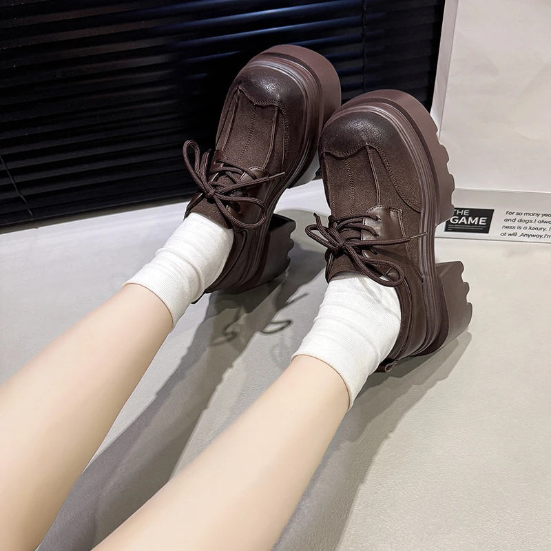 Aphixta Platform Boots Black Brown Women Shoes Lace Up Autumn Winter Sneakers 10cm High Chunky Sneaker Platform Casual Shoes