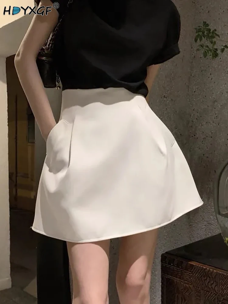 

Sexy High Waist Bag Hip Zip Pocket Solid Color Oversized 3xl Flower Bud Skirt Summer Korean All-Match Office Women's Mini Skirts