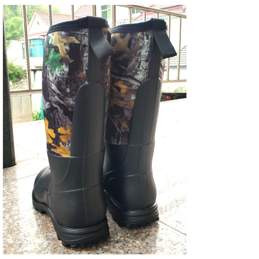 Waterproof Anti-Scratch Neoprene High Rain Boots Winter Keep Warm Snow Shoes Maple Leaves Camouflage Hunting Fishing Boots