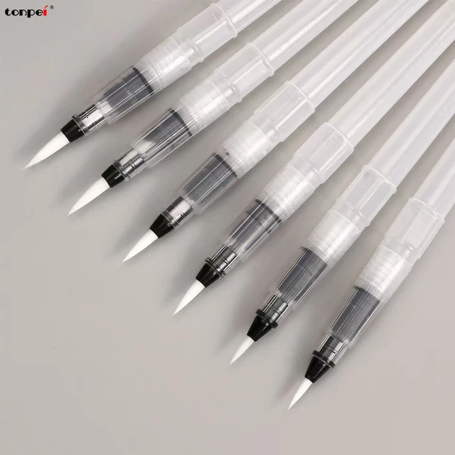 3/6pcs Watercolor Brush Set With White Nylon Hair Calligraphy Pen Art Markers And Water Storage Function, Art Painting Tool Kit 1