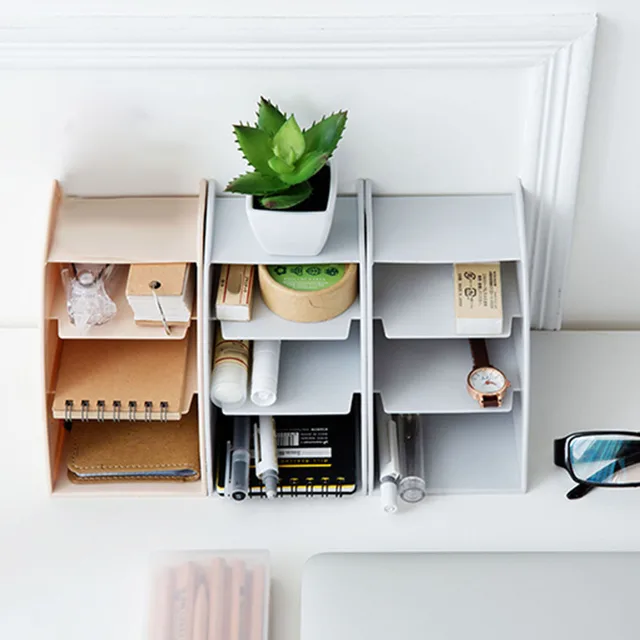 Új 1Pc Tv Távirányító Tartó Teaasztal Pp Tároló Doboz 3 Grid Office Asztali Tidy Levélpapír Szervező Állvány - Image 3