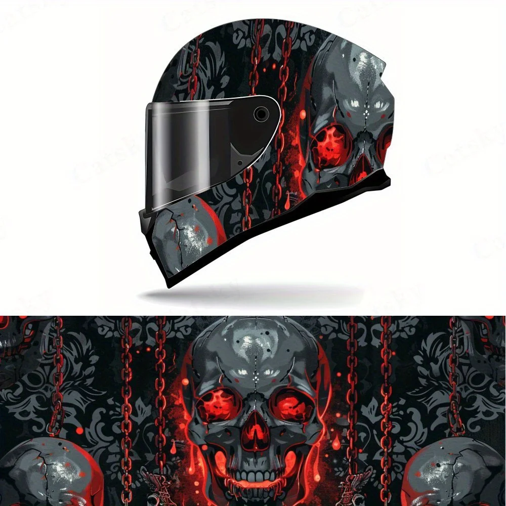 Blood Chain Skull Helmet Vinyl Wraps, Waterproof Scratch-Resistant Full ...