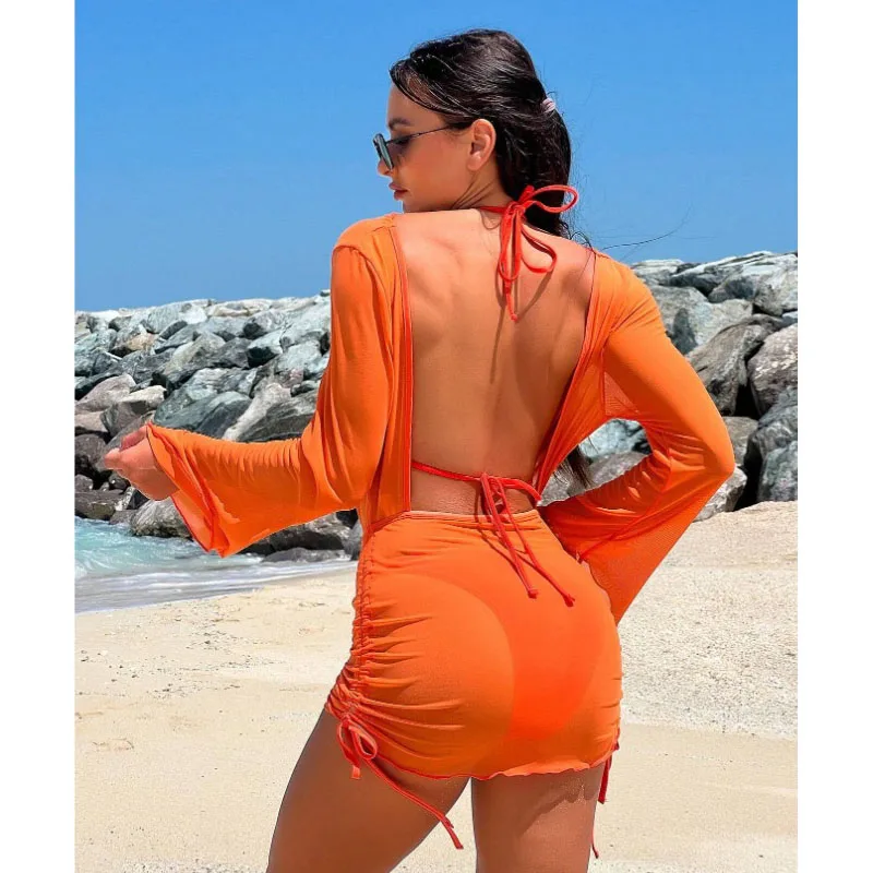Three-Piece Cotton Solid Color Three-Piece Sexy Fashion Bathing Suit Bikini Bikini Women