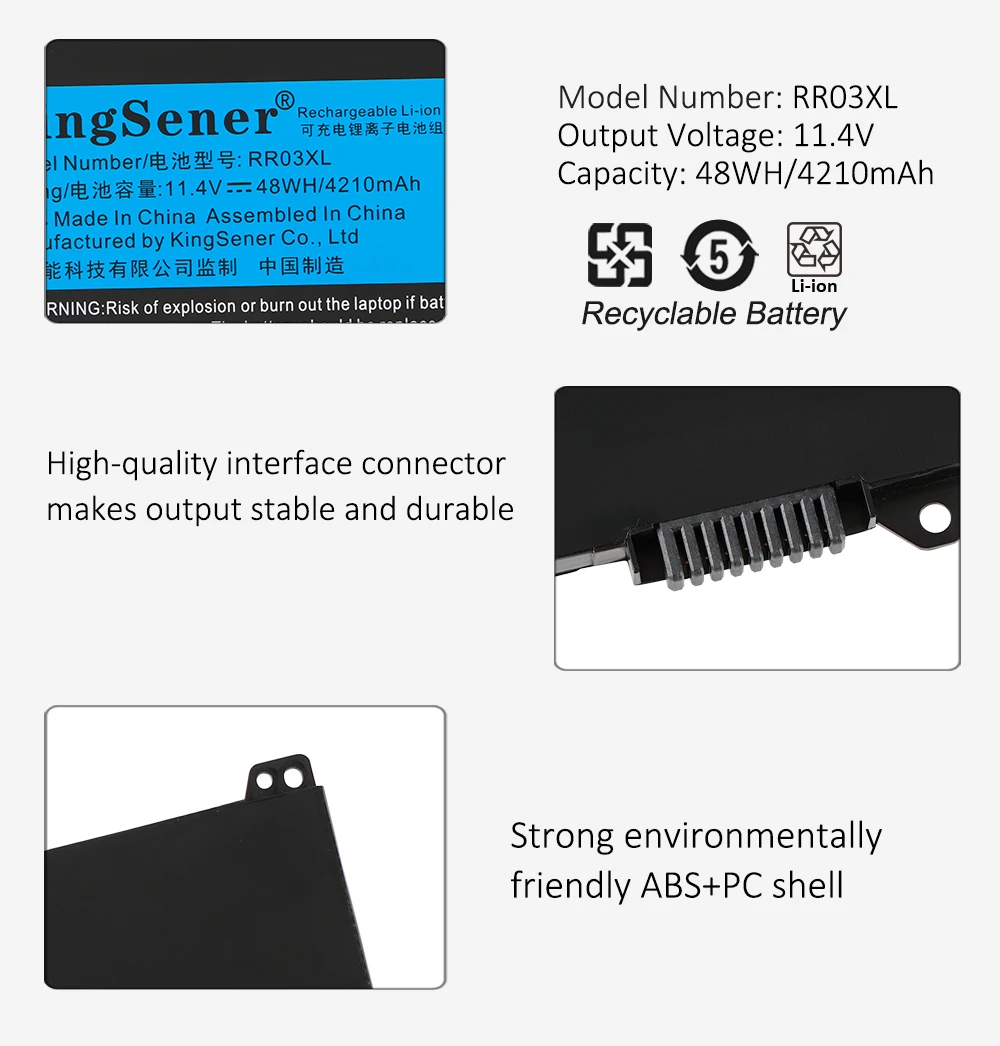 Bateria do Portátil de Kingsener Rr03xl para hp Probook 430 440 450 455 470 g4 g5 Hstnn-pb6w Hstnn-ub7c Hstnn-lb71 851477832 11.4v 48wh - Imagem 5