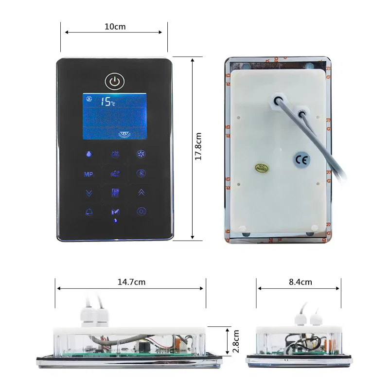 CE Steam Sauna GeneratorControl Panel LCD Screen Display Bluetooth & Shower Radio For Shower Sauna Replacement Waterproof IPX 5 3