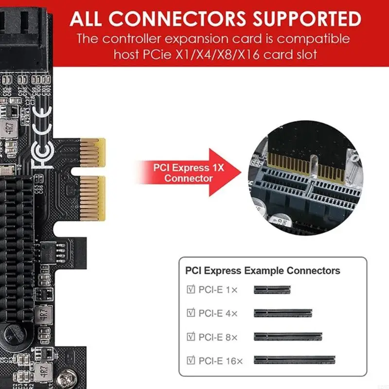 E28C PCIE 1X GEN3 to Sata3.0 Expansion Card PCIE 6Gbps Converters Card with JMB582 Chip for Computer Storage Upgraded