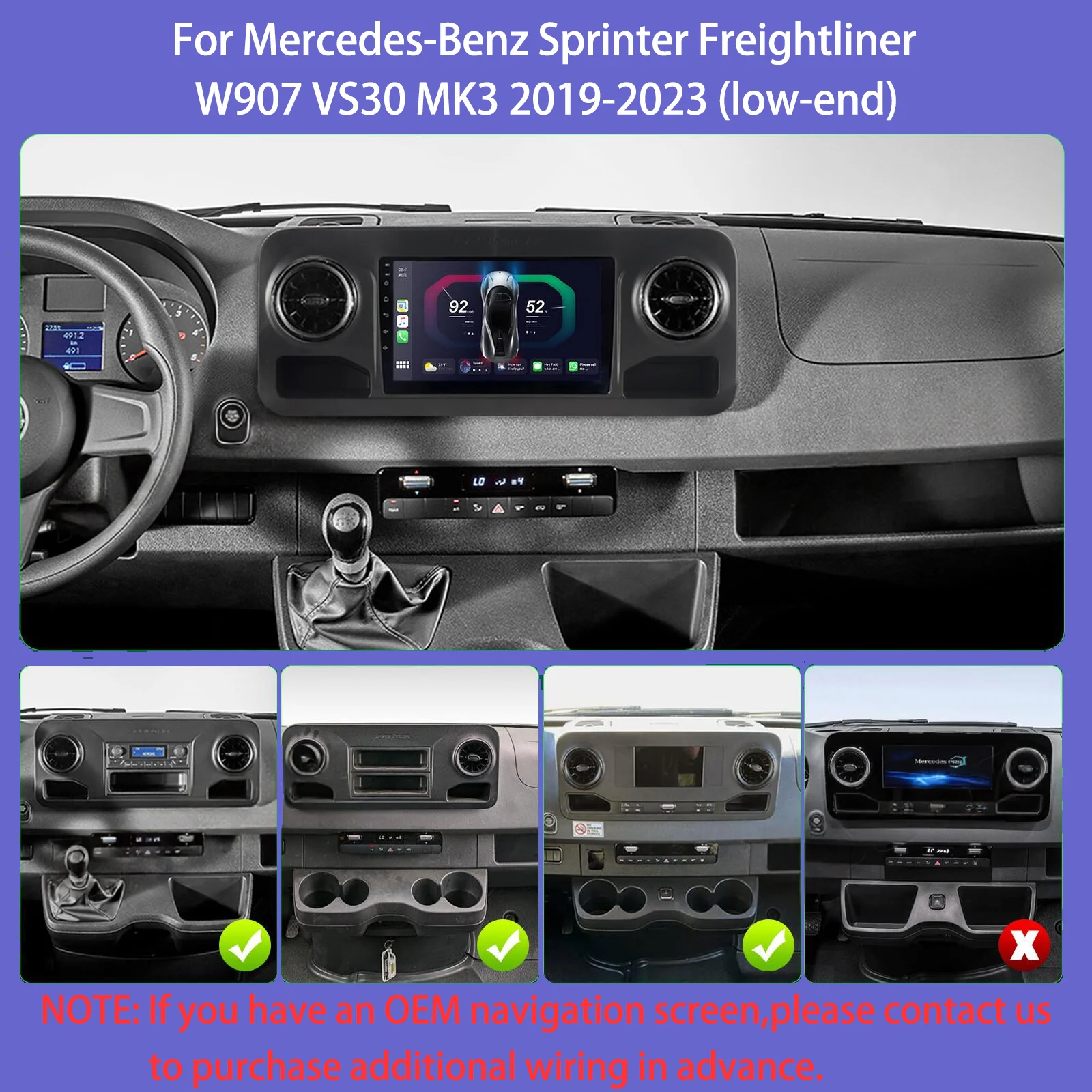 ESSGOO Android 15 IPS Touchscreen Display 10 Zoll Für Mercedes Benz Sprinter W907 2018-2023 Apple CarPlay Android Auto Drahtlos Autoradio GPS Navigation WIFI Lenkradfernbedienung RDS Bluetooth FM USB Spiegel Link ASP – Detail 2