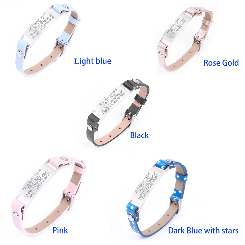 Personalized Engraved Name Stainless Steel Medical ID Bracelet Women Leatherwear Wrist Gift Kids Custom Wristband Jewelry small quantity order custom silicone bracelet debossed silicone wristband personalized debossed for business gifts rubber bangs