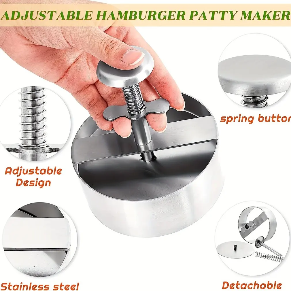 304 Stainless Steel Hamburger Press Burger Patty Maker Kitchen Tools Pork Beef Manual Mold for Grill Griddle Meat Multiple sizes