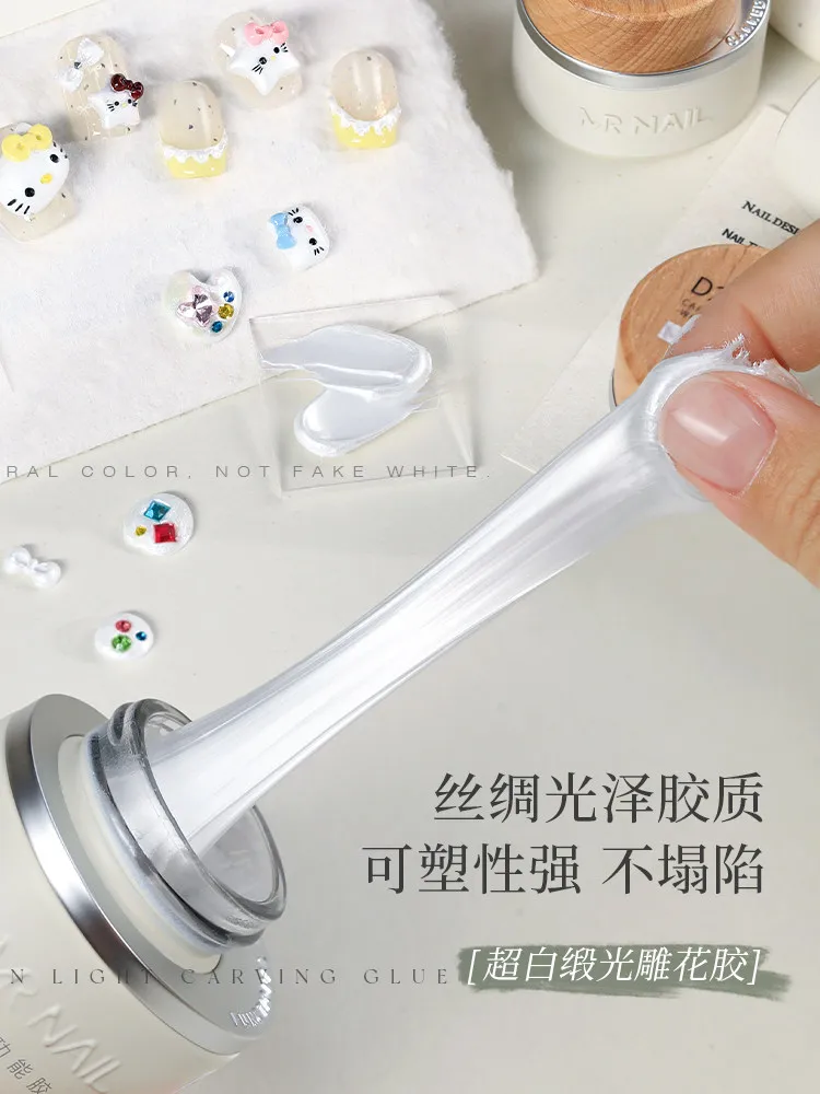 MR 네일 엔그레이브드 글루 네일 폴리쉬 새틴 샤인 쉐이핑 3D 몰드 퍼티 젤 투명 릴리프 디자인 (네일 살롱용)