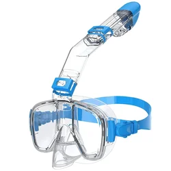 Enhanced Underwater Snorkeling Mask Set - Anti-Fog, Safe Breathing Design - L/XL (Blue)