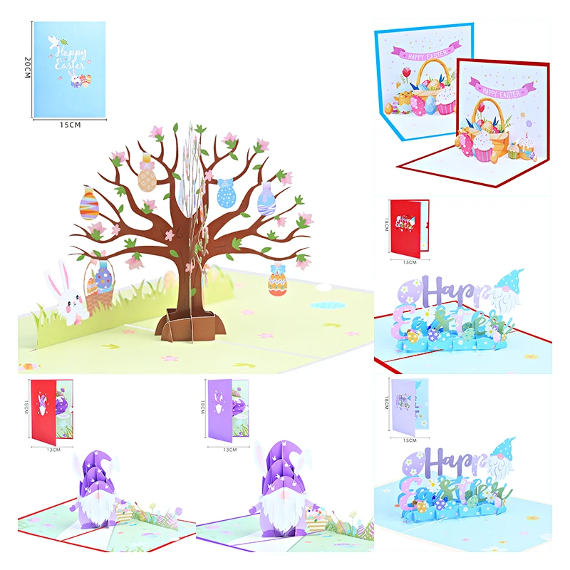 3D Easter Eggs Pop Up Holiday Greeting Card, Laser Cutting, Party Invitation, Bunny, Birthday Gifts, Sympathy Card