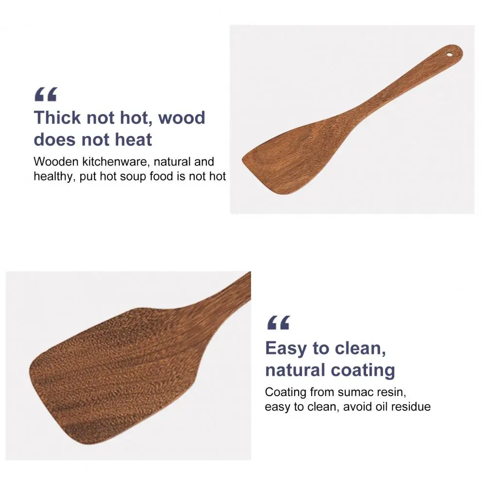 1/2Pcs Wooden Wooden Square & Diagonal Shovels for Cooking & Stirring Hanging Heat-Resistant Kitchen Tools for Mixing Grilling