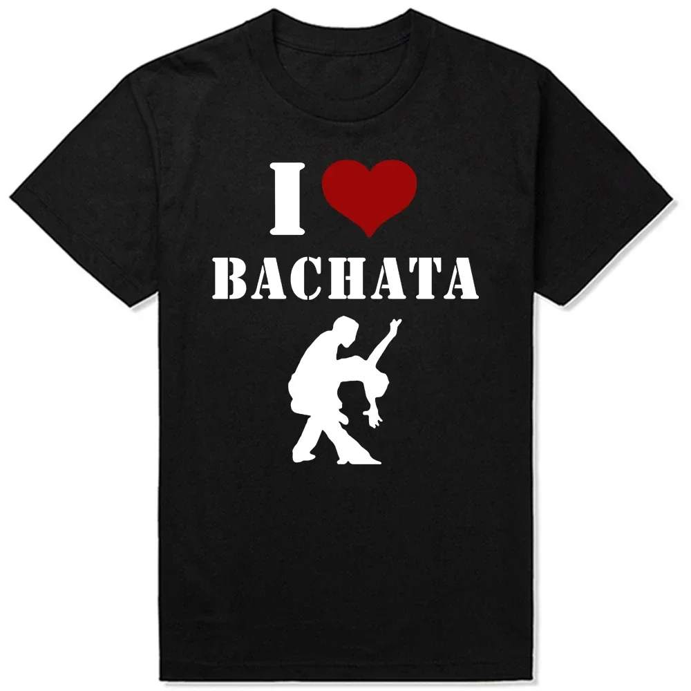 Lustiges „I Love Bachata Dance“ Retro Vintage T-Shirt mit Rundhalsausschnitt, kurzärmelig, modisches T-Shirt, Kleidung, lässige Basic-T-Shirts