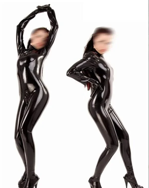 

Rubber Catsuit Latex Women Black Handsome Racing Suit With Socks and Gloves Size XXS-XXL