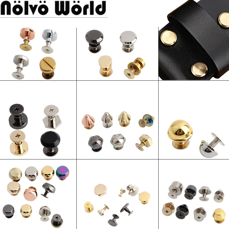 

High Quality Copper Circle Double Cap Side Rivets Studs For Handbag Bags Belt Wallet Shoes Garment Nail Feet Screws Accessories