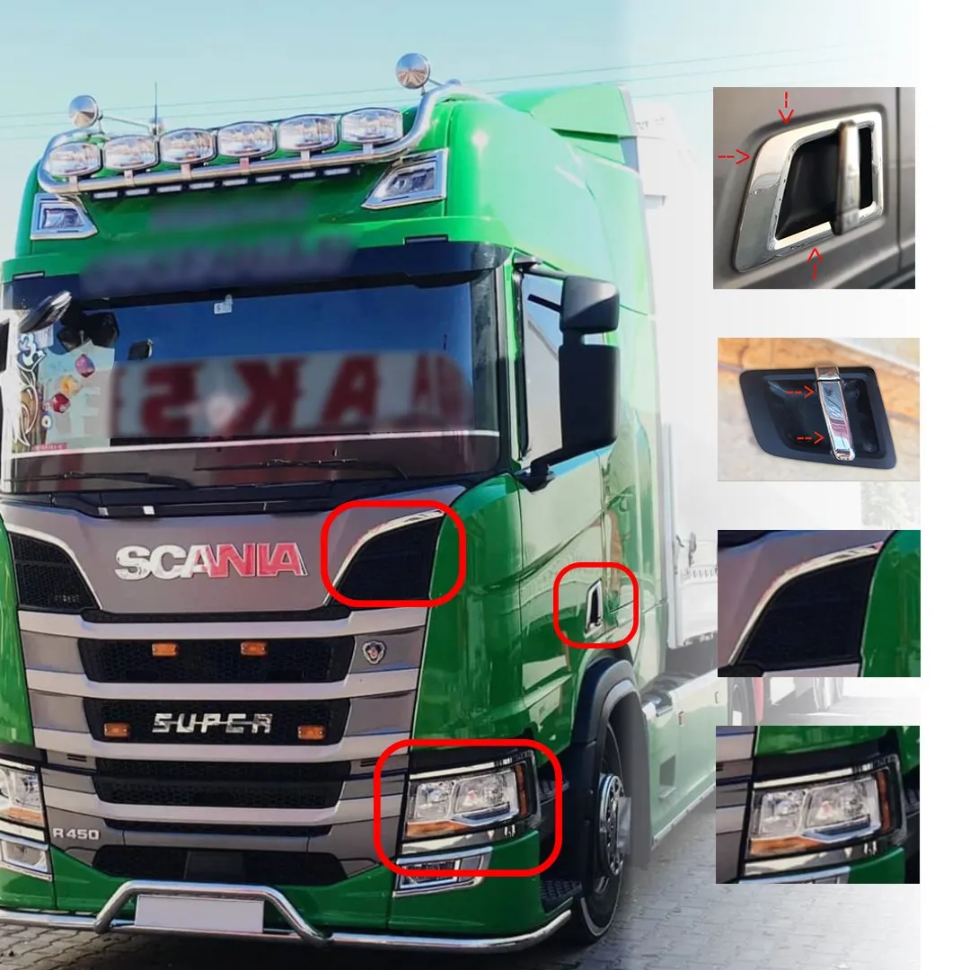 Scania NG SC S/R Compatible Door Handle Back + Handle + Sword + Headlight Is Chrome WN10007 outer door handle for hyundai h1 starex h 1 h100 refine tailgate handle back door handle 817504a001 81750 4a001 81750 4a001