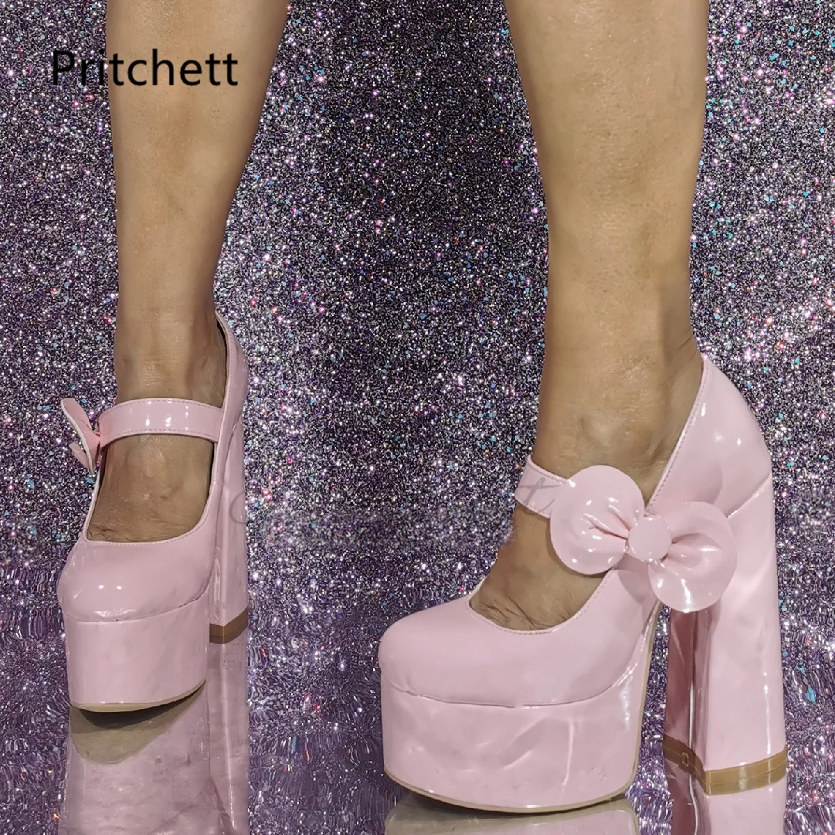 High Heeled Lolita Pink Sweet Sexy Platform Chunky Heels Women's Pumps Round Toe High Heels Spring Autumn Party Shoes Lady