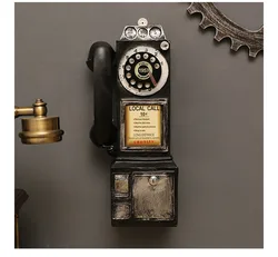 Vintage Resin Rotary Telephone Wall Decor - Retro Tabletop Ornament for Nostalgia Lovers & Collectors (Black)