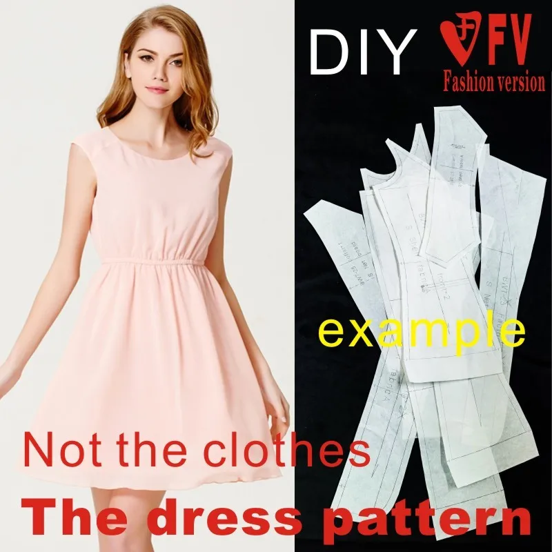 Sewing template Dresses Sewing Pattern Template Cutting drawing Clothing DIY