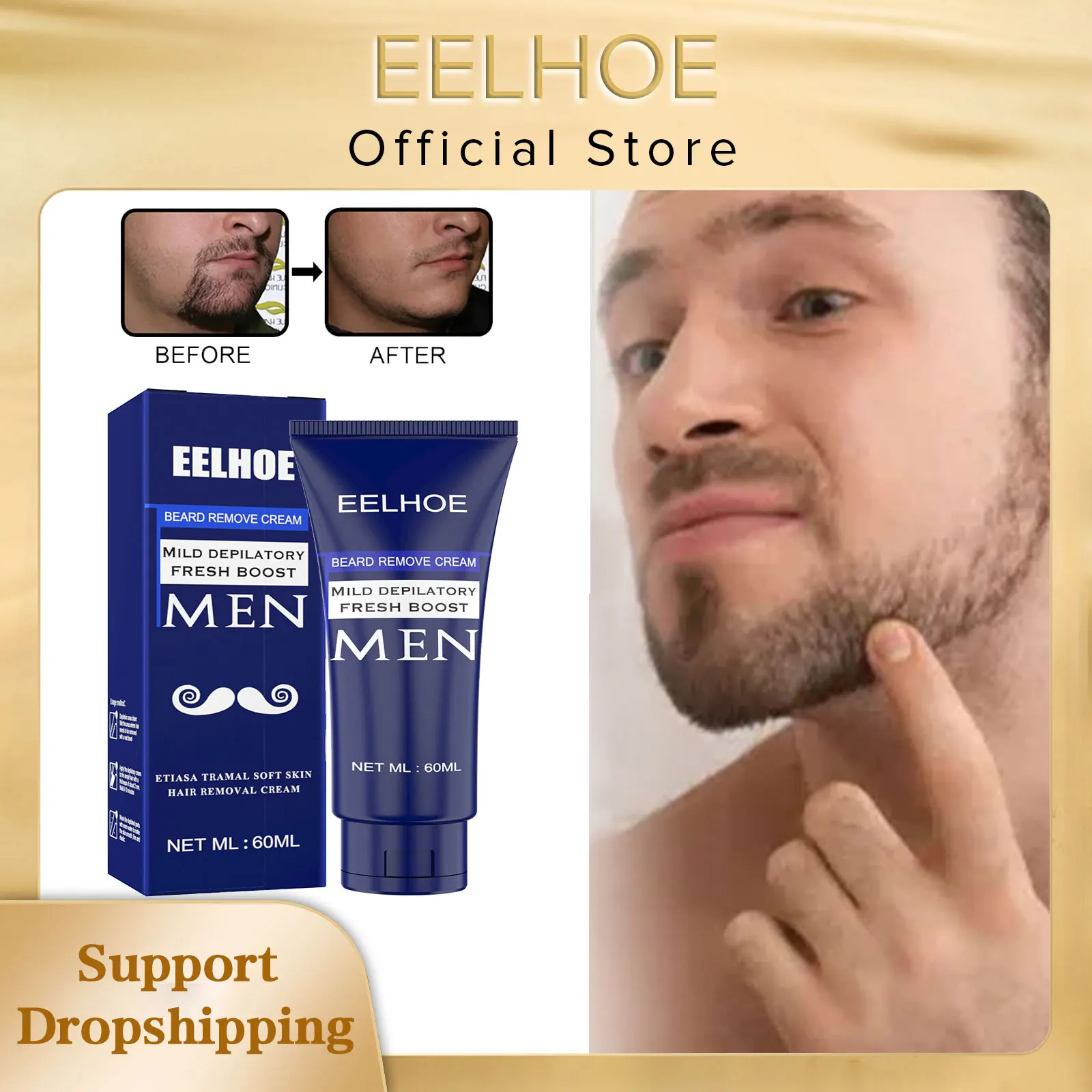 Eelhoe 60ml Man Painless Hair Removal Cream Create Smooth Skin For