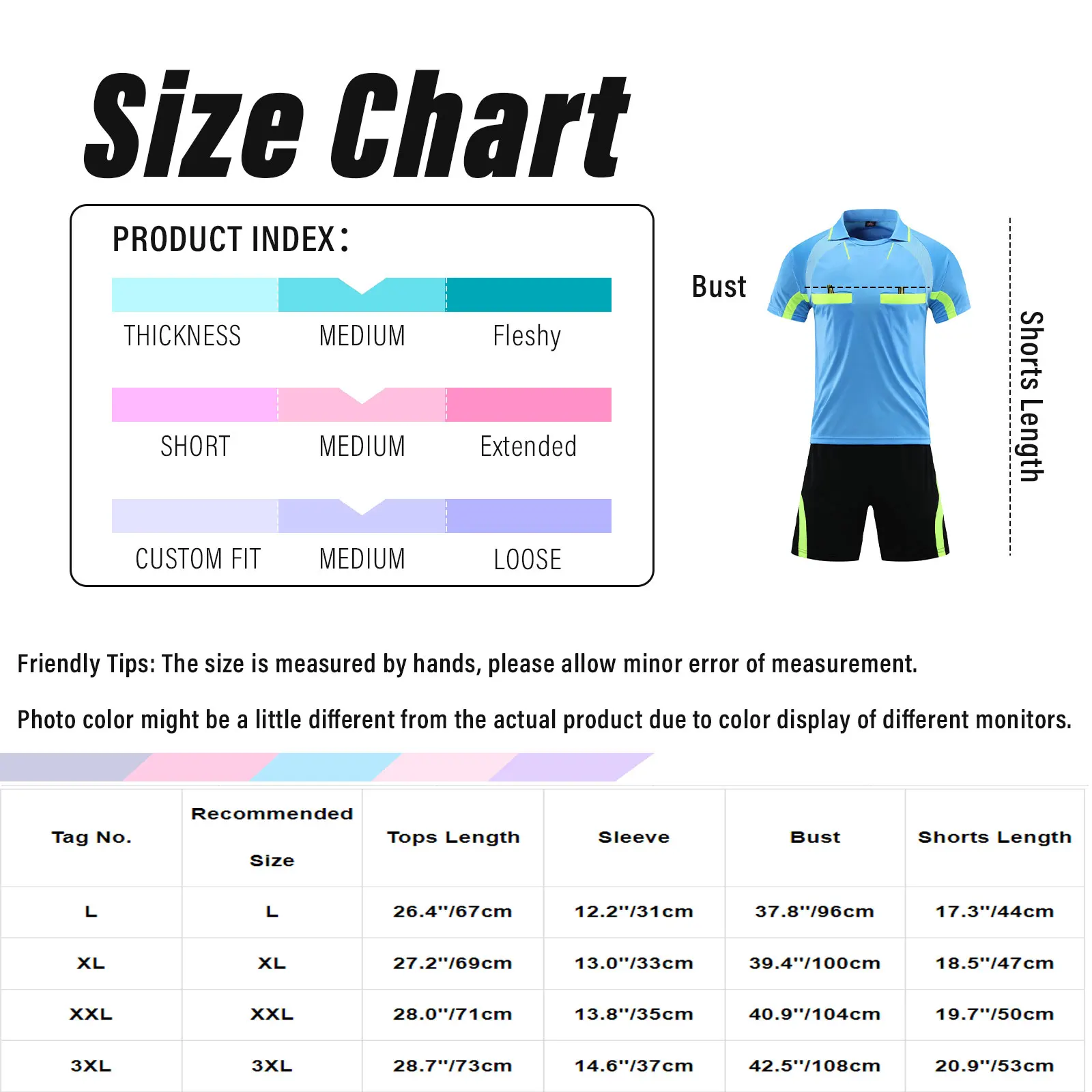 Men's Soccer Referee Uniform - Tracksuit with Turn-Down Collar and Short Sleeve T-Shirt & Shorts
