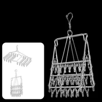 Fold Stainless Steel Windproof Clothespin Laundry Hanger Clothesline Sock Towel Bra Drying Rack Clothes Peg Hook Airer Dryer 4mm 1