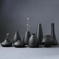 2024 New Black Ceramic Small Vase Home Decoration Crafts Tabletop Ornament Simplicity Japanese-style Decoration 1