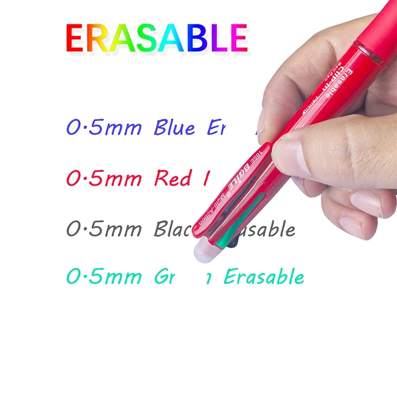 5 In 1 Erasable Gel Pen 0.7mm Blue Black Red Green Magic Refills 0.5mm Mechanical Pencil Writing Painting Stationery