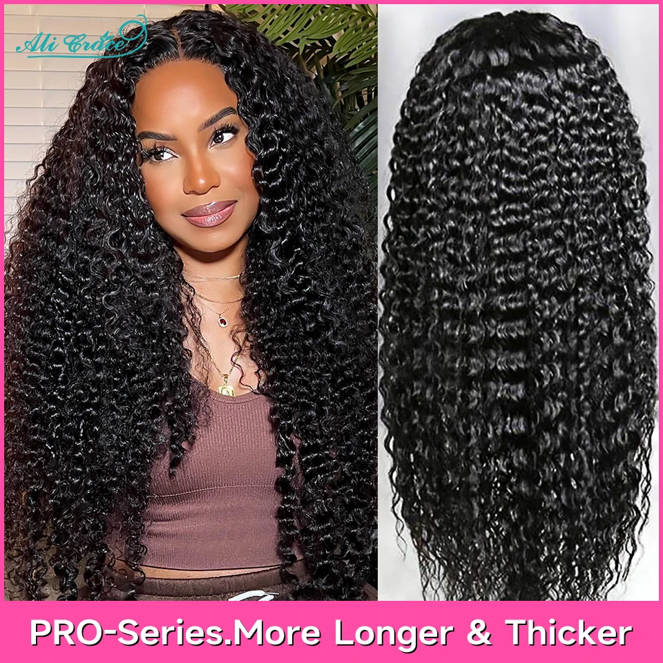 

AliGrace Hair Pro-Series Deep Wave Lace Clsoure Wig Brazilian Deep Curly 13X1 Lace Part Wigs Pre Plucked Remy Human Hair Wigs