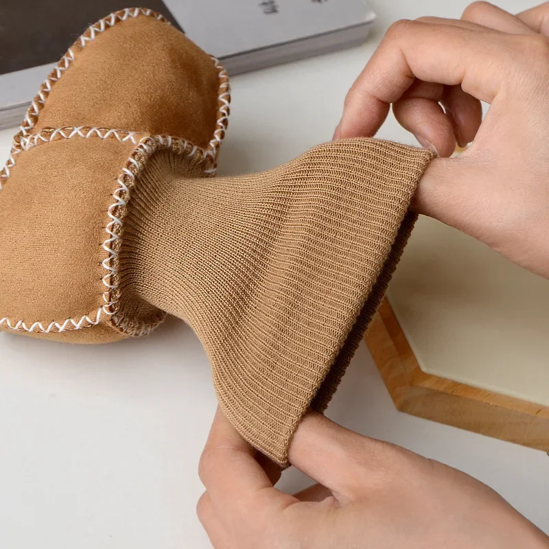 Baby Suede Leather Thick Shoes Infants Winter Plush Warm Booties Fur Girls Booties Unisex Sheepskin Kids Boy Floor First Walkers 5