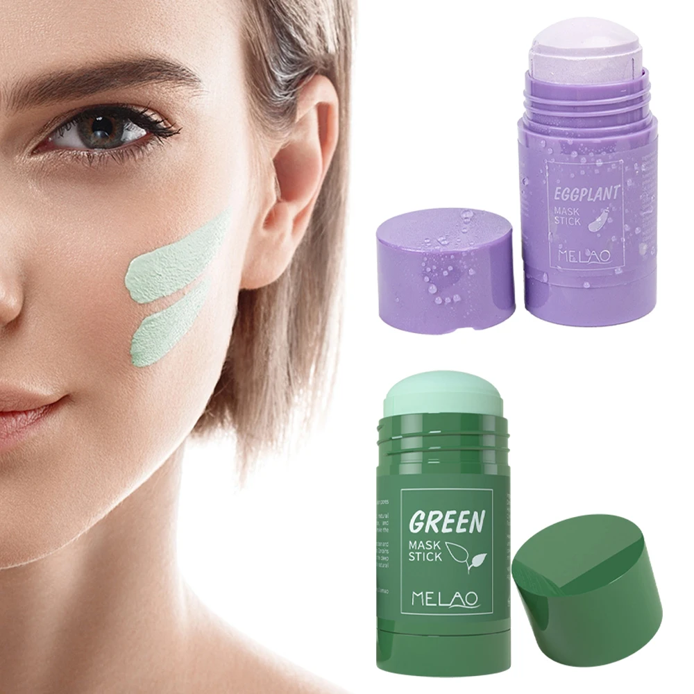 Green Tea Mud Film Stick Deep Cleaning Smearing Green Film Moisturizing Shrink Pores Brightening Solid Facial Mask Cream 1PCS