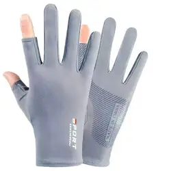 1 Pair Outdoor Sport Touchscreen UV - Protective Gloves - Breathable, Non - Slip (Gray)