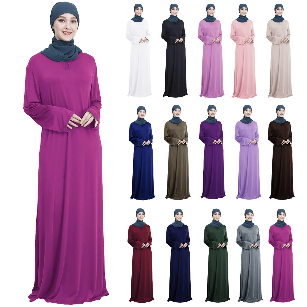 

Plain Modest Muslim Women Casual Abaya Prayer Garment Khimar Long Maxi Dress Turkey Eid Ramadan Kaftan Islamic Arab Robe Arabic