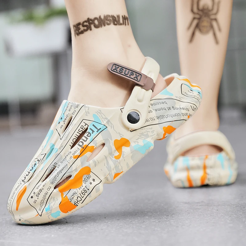 Slippers Beach Hollow Hole Man Platform Sandals Summer Men Casual Shoes Brand EVA Slides Outdoor Flip-Flops_voghion.com