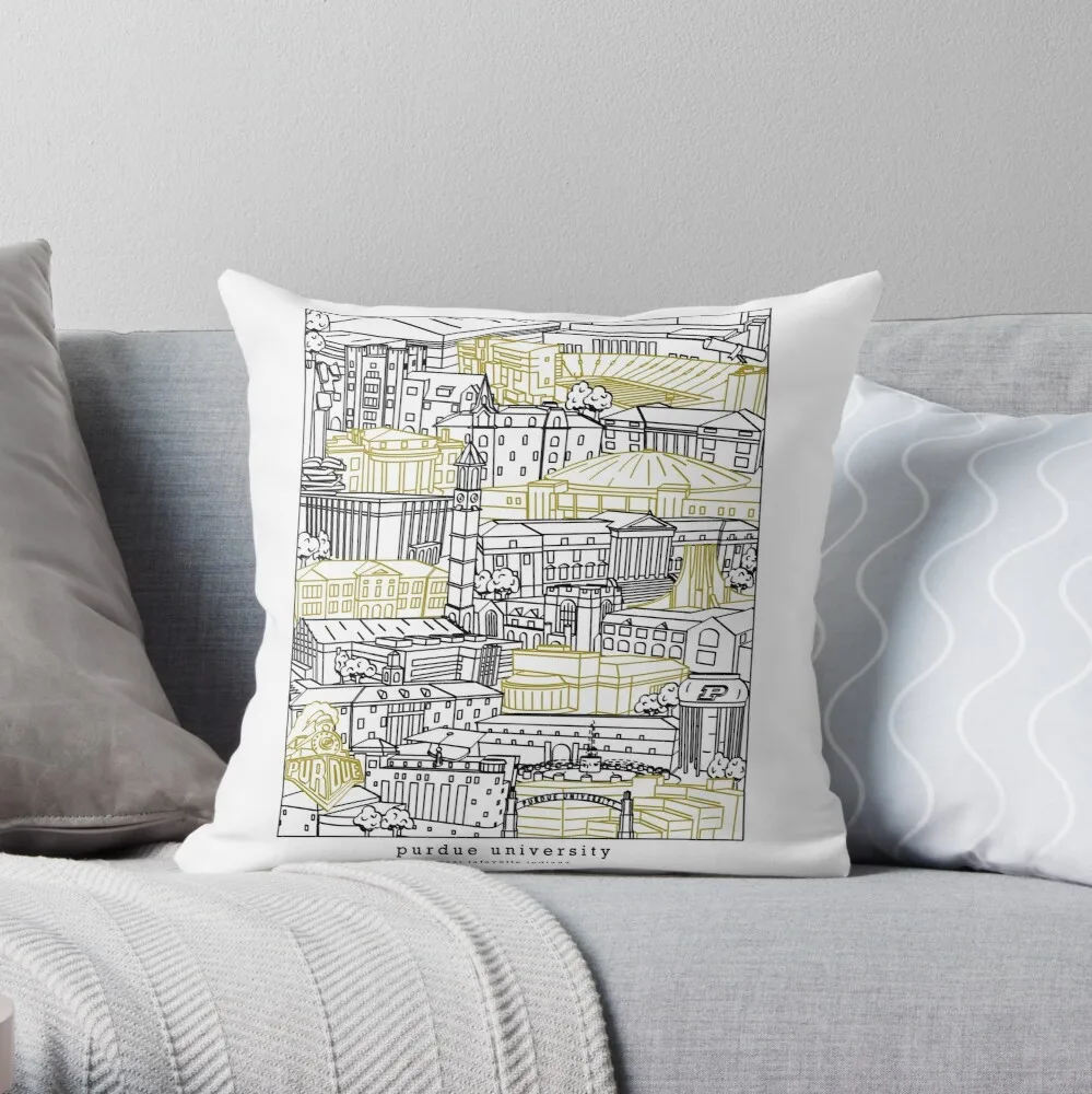 

Purdue University Campus Artwork Throw Pillow sofas covers Cushions