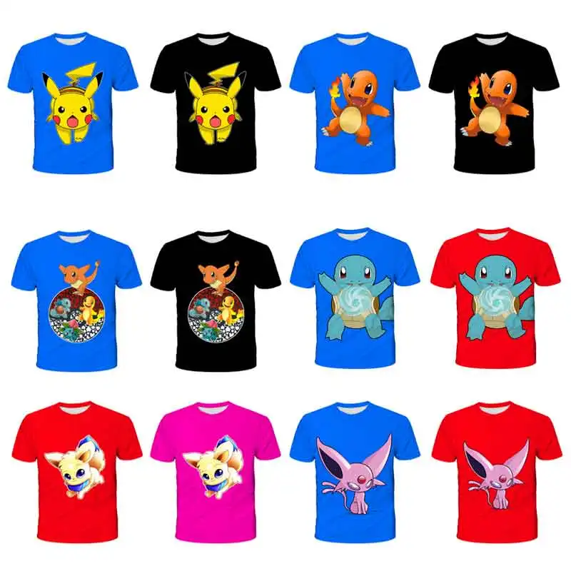 

Детская одежда, Покемон, летняя 3D печать, Детская футболка с рисунком Пикачу для мальчиков, Повседневная модная футболка для мальчиков и девочек