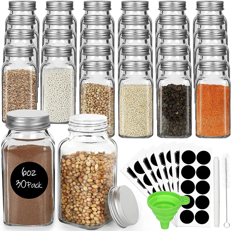 12 Extra Thick Glass Spice Jars