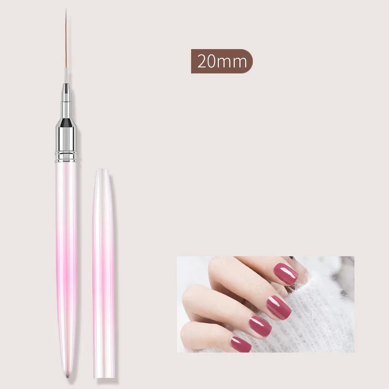 Gradient Nail Art Brush Acrylic French Stripe Line Painting Drawing Flower Pen Metal Handle Gel UV Polish Drawing Liner Brushes